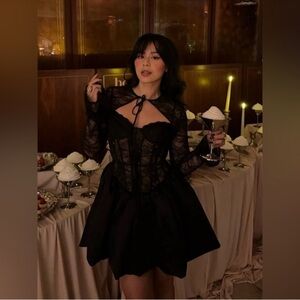 House of CB BEAUTY
Black Lace Puffball Mini Dress